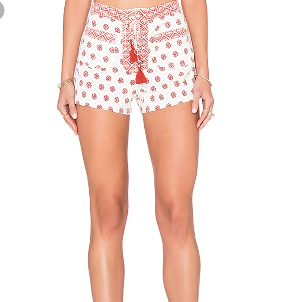 Shorts white w red floral design.